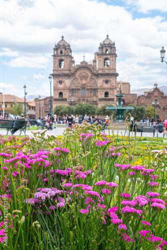 street view of cusco inka town, peru	