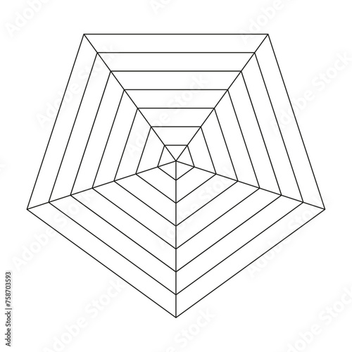 Pentagon and hexagon chart , for 5 point radar or spider diagrams. for visualizing data with structured graph approach. Flat vector illustration isolated on white background.