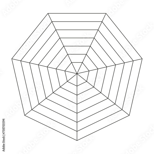 Pentagon and hexagon chart , for 5 point radar or spider diagrams. for visualizing data with structured graph approach. Flat vector illustration isolated on white background.