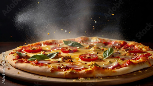 Delicious Mixture pizza Italian food.Generative ai 