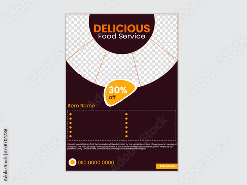 restaurant  Food Menu Layout with black color.Chef illustration. Vector layered.