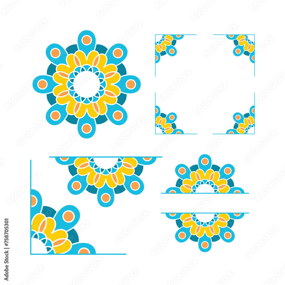 Mandala Colorful Wedding Ornament Vector Designs