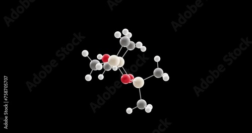 Hexamethylcyclotrisiloxane molecule, rotating 3D model of organosilicon compound, looped video on a black background photo