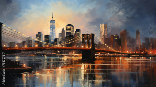 Oil Painting City View of New York .. 5