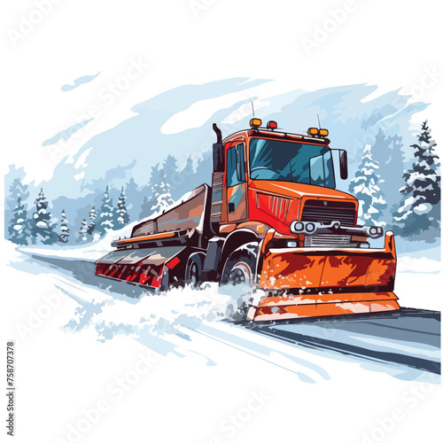 Snowplow clearing a road after a winter snowstorm