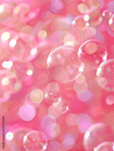Soft and Feminine Pink Bubble Background with Abstract Circles for Baby Girls and Candy Floss Lovers