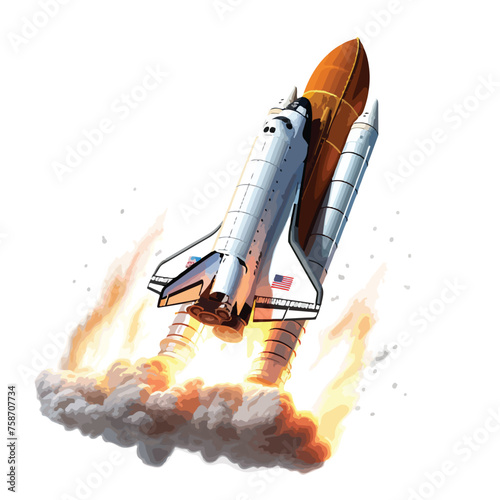Fototapeta Naklejka Na Ścianę i Meble -  Space shuttle re-entering Earths atmosphere