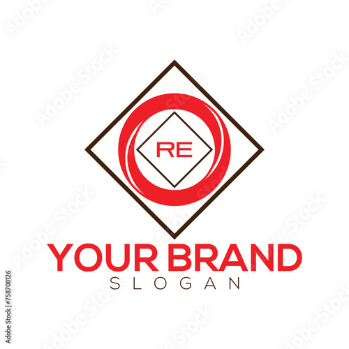 RE creative logo design for company branding