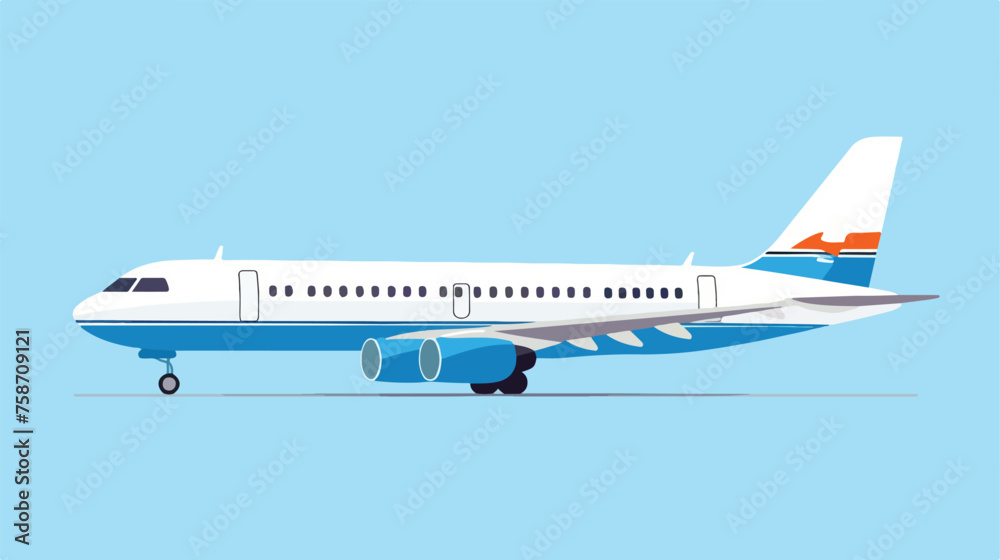 Airplane on a blue background side view