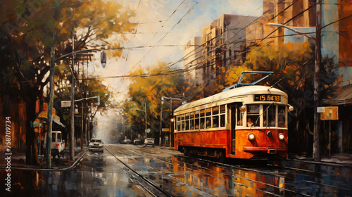 Oil Painting  Urban Street View 