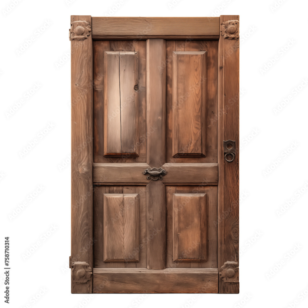 Antique Wooden Door with Carvings and Metal Knocker Antique Wooden Door with Carvings and Metal Knocker