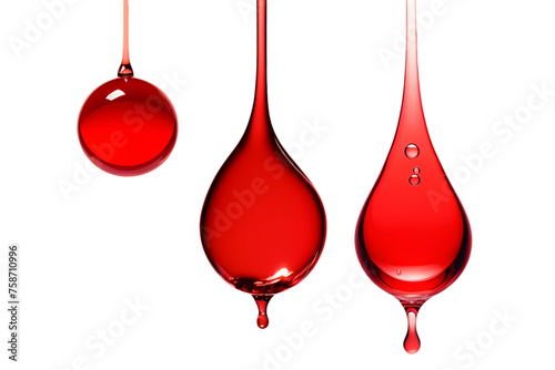 Red drops isolated on transparent background, blood donation concept.
