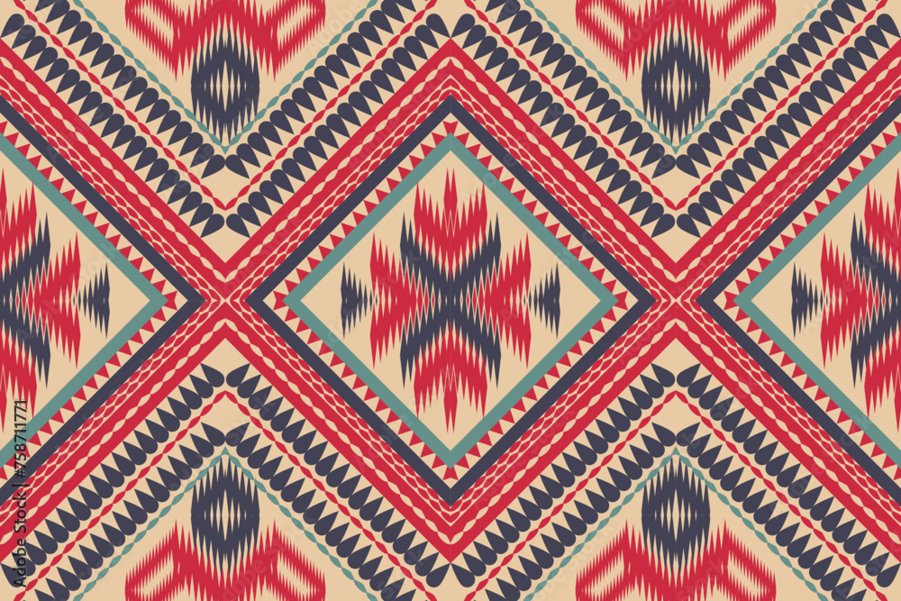 traditional thai fabric Geometric ethnic oriental ikat pattern traditional Design for background,carpet,wallpaper,clothing,wrapping,Batik,fabric,Vector illustration.embroidery style.
