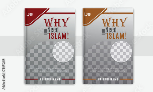 Realistic Islamic book cover design template