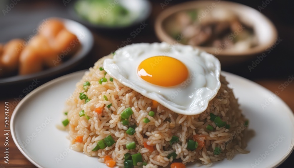 Fried Rice and Fried Egg served with fish sauce Fried Rice and Fried Egg served with fish sauce