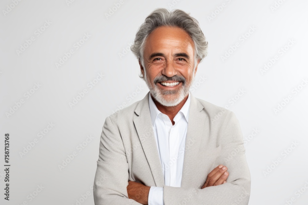 Portrait of happy mature businessman standing with arms crossed and looking at camera Portrait of happy mature businessman standing with arms crossed and looking at camera