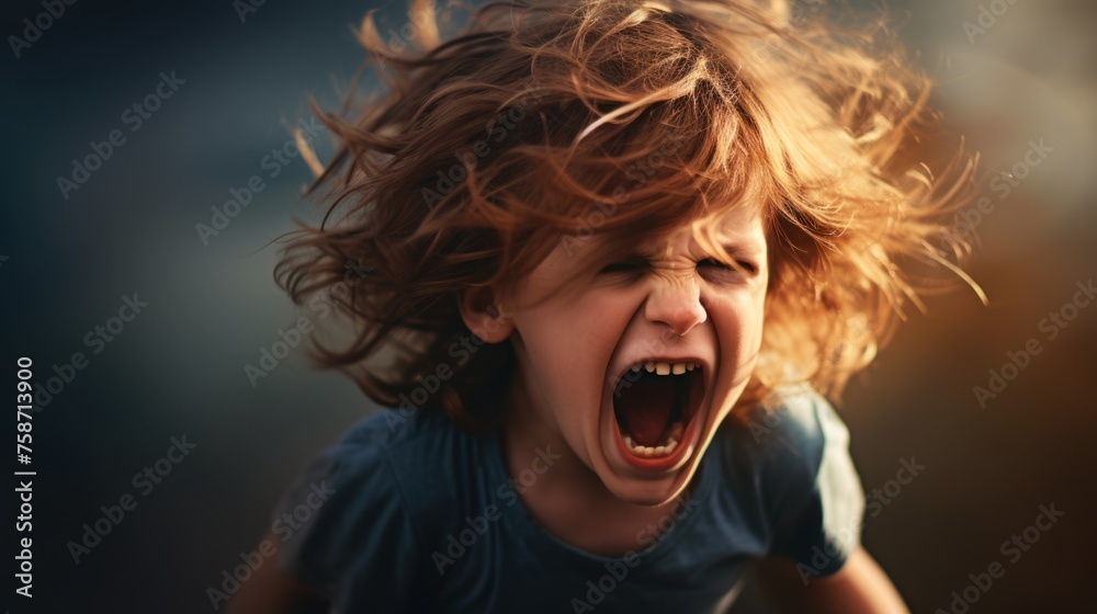 A screaming child and a copyspace A screaming child and a copyspace