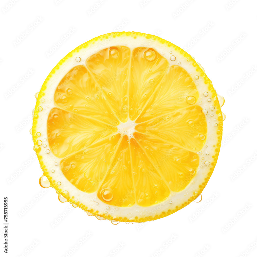 Yellow lemon fruit: A slice of lemon with a lot of bubbles on it. Yellow lemon fruit: A slice of lemon with a lot of bubbles on it.