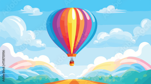 Balloon colorful on sky flat vector 