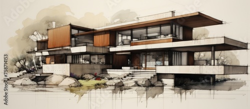 Architectural sketch of a residence. © Vusal