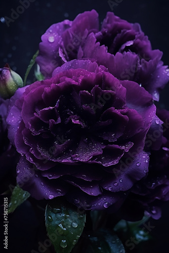 Purple flower with water droplets