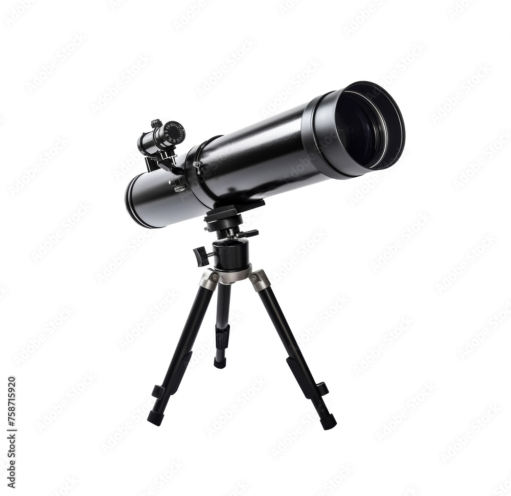 black telescope on tripod isolated black telescope on tripod isolated