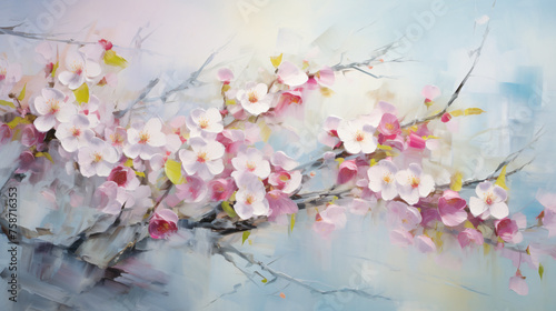 Oil painting of spring flowers on canvas art work 