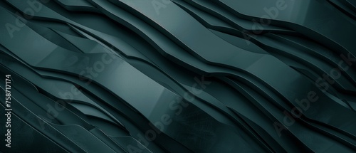 metall metallic art background illustration - Abstract closeup of detailed dark green waving waves wall 3d texture banner wall, overlapping layers