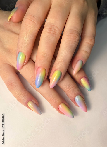 Rainbow Unicorn Ombre Nails Gel Polish