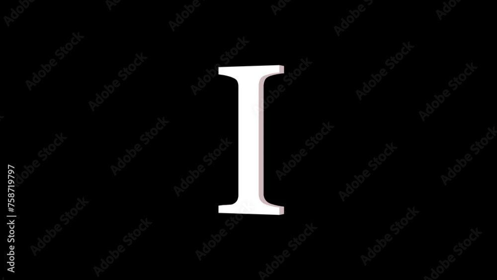 3d I letter logo loopable rotated white color animation black background 3d I letter logo loopable rotated white color animation black background