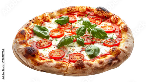 Margherita Pizza isolated on transparent png background. Generative ai 