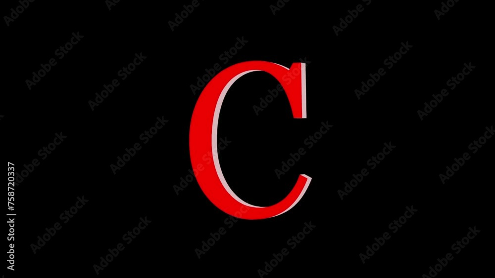 3d c letter logo loopable rotated red color animation black background 3d c letter logo loopable rotated red color animation black background
