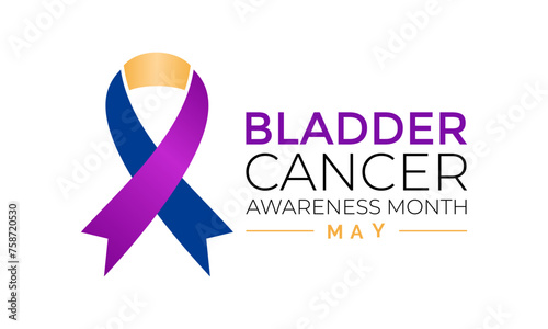 Bladder Cancer Awareness Month is May. That focuses attention on bladder cancer. Banner poster, flyer and background design. Vector illustration.