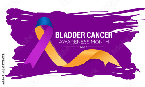 Bladder Cancer Awareness Month is May. That focuses attention on bladder cancer. Banner poster, flyer and background design. Vector illustration.