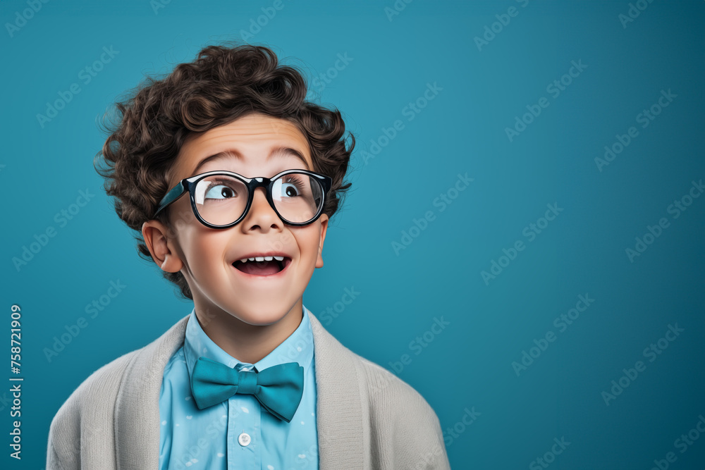 A little boy of about 7 or 8 years old looking up with great excitement at something surprising he has seen A little boy of about 7 or 8 years old looking up with great excitement at something surprising he has seen