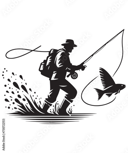 Fishing Vector Design, SVG eps Files for Cutting, Handmade calligraphy vector illustration, Hand written vector sign
