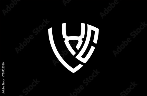 LXC creative letter shield logo design vector icon illustration