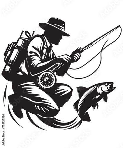 Fishing Vector Design, SVG eps Files for Cutting, Handmade calligraphy vector illustration, Hand written vector sign