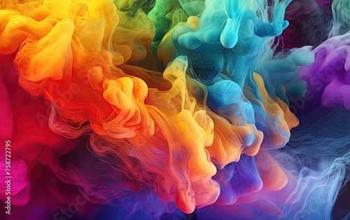 Ink swirling in water, cloud of colorful paint. Ai Generative