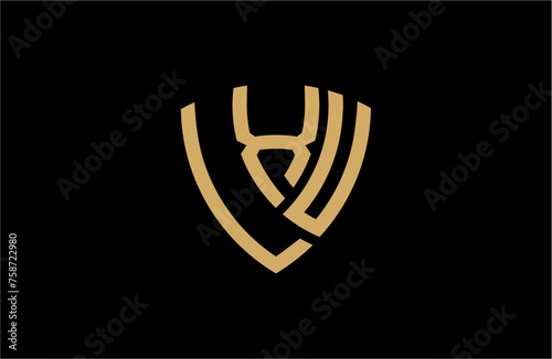 LXU creative letter shield logo design vector icon illustration