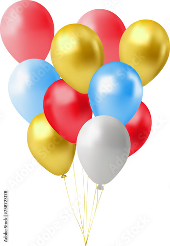 Colorful Balloons on Transparent Background. Vector Illustration.