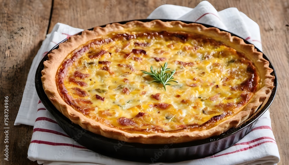La Quiche Lorraine, une spécialité culinaire emblématique de la région de Lorraine en France, est une délicieuse tarte salée composée d'une pâte brisée garnie d'un mélange généreux d'œufs, de crème. La Quiche Lorraine, une spécialité culinaire emblématique de la région de Lorraine en France, est une délicieuse tarte salée composée d'une pâte brisée garnie d'un mélange généreux d'œufs, de crème.