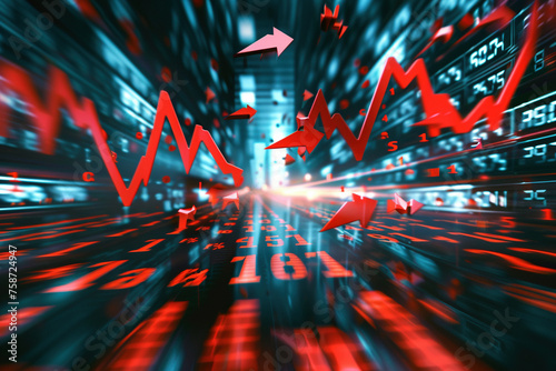 Dramatic Stock Market Crash Concept with Digital Numbers
