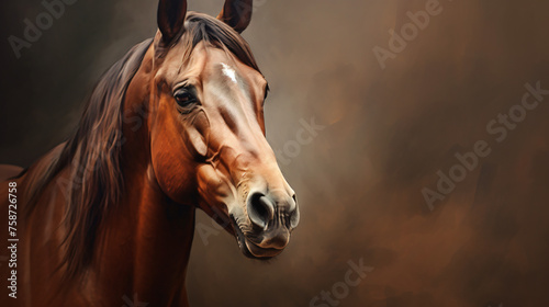 Portrait of a brown horse ..