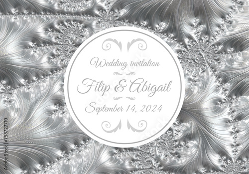 Wedding announcement with the names of the bride and groom and the date of the wedding with an abstract background