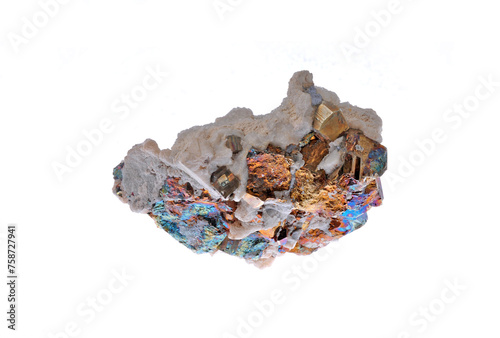 Pyrite ,calcit and chalcopyrite, beautiful cubes