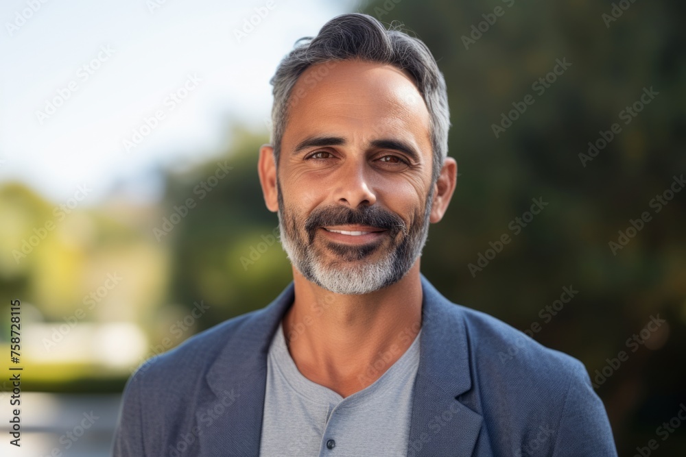 Portrait of a handsome middle-aged man with gray hair and beard. Portrait of a handsome middle-aged man with gray hair and beard.