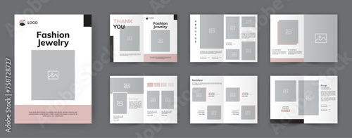 Jewelry Look book Brochure Template. Minimalist Jewelry Catalogue 