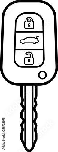 Car Key Outline Illustration Vector