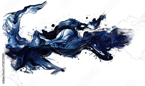 A splash of black and blue watercolors